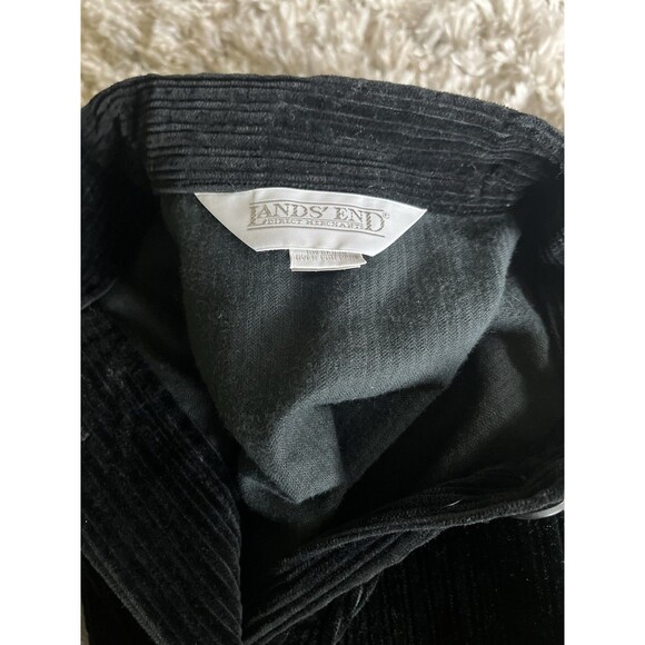 Vintage Women’s Lands End Black Corduroy Blazer Jacket With Flannel Accents - Picture 7 of 8